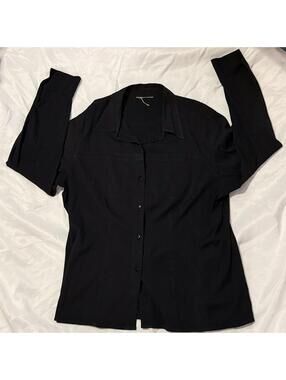 Black Long Sleeve Button Down Blouse - Classic Collar Shirt